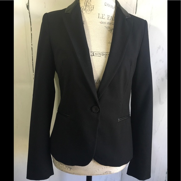 Zara Jackets & Blazers - NWT Zara Black Leather Trimmed Blazer